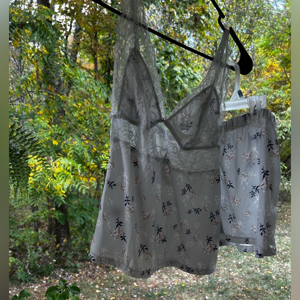 Floral Lace Trim Sleepwear Set